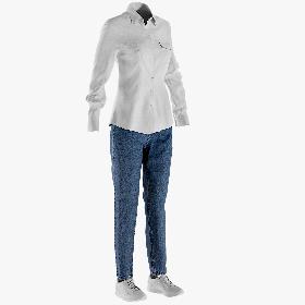 3D Women's Jeans with Shirt and Shoes model